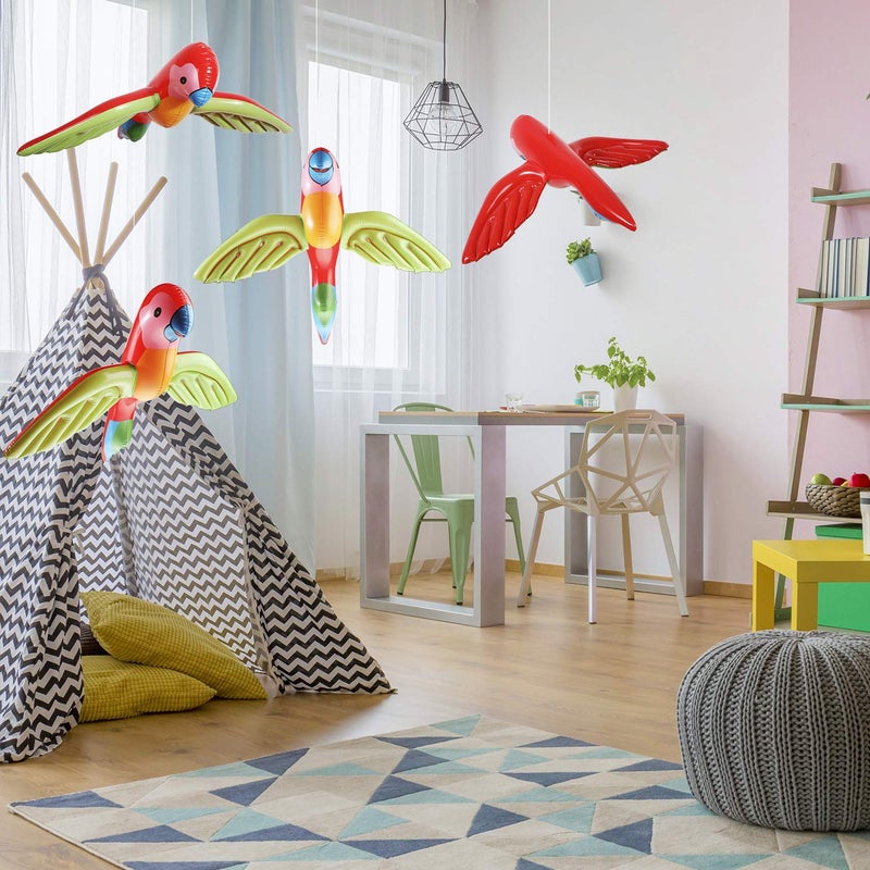 meekoo 4 Pieces Inflatable Flying Parrot Inflatable Parrot Decorations for Summer Tropical Hawaiian Party Gift Beach Luau Decoration Pool Prop,29.5 x 23.6 Inches - Image 5